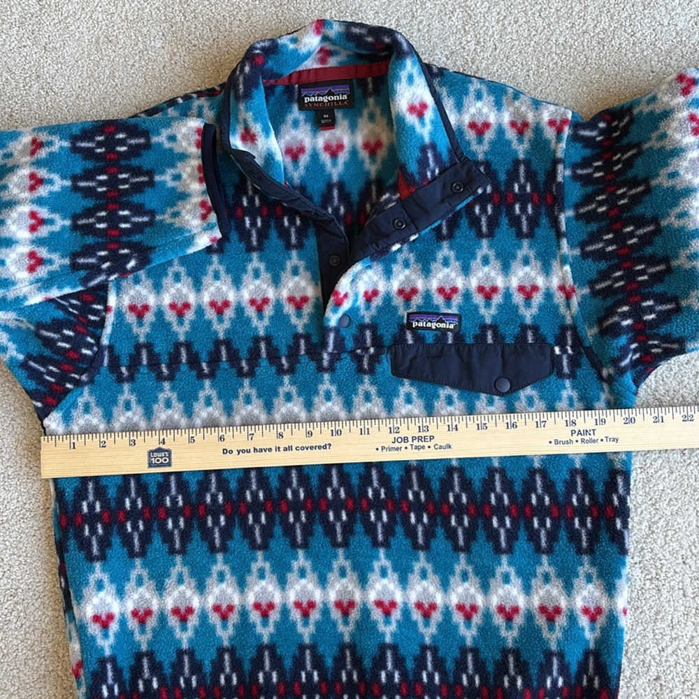 Rare Patagonia Synchilla 1/4 Snap-T Fleece Sweater Aztec Blue 25450 Men Size XS - Picture 8 of 12